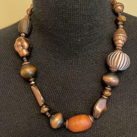 Designer costume 18” copper tone bead necklace - Picture 1 of 12